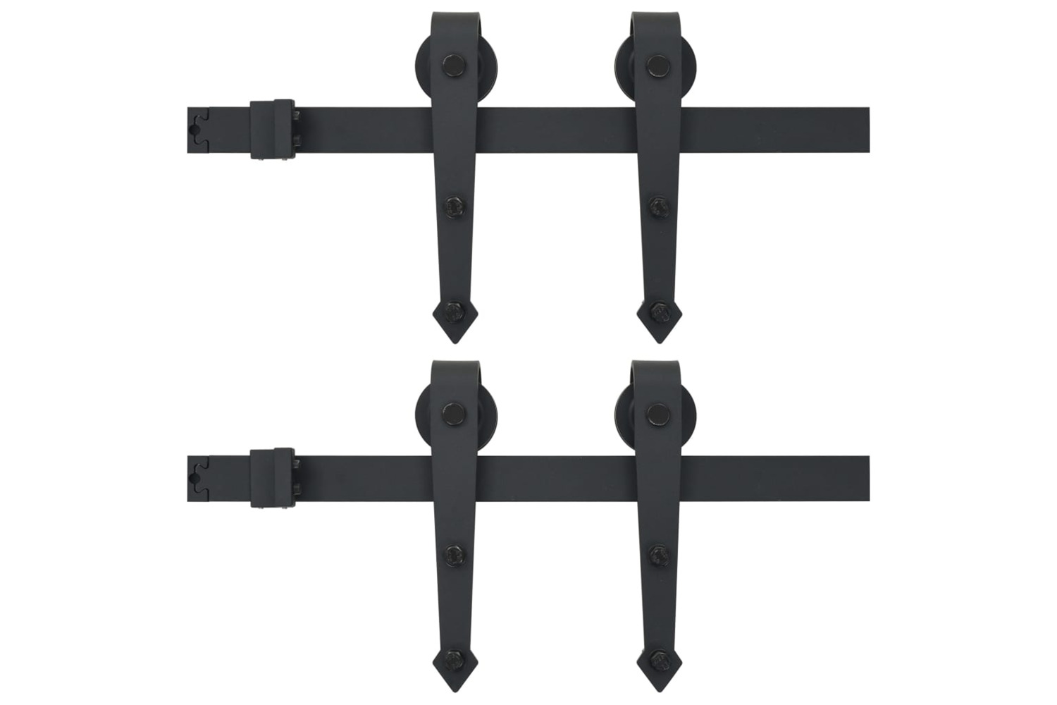 vidaXL 3059839 Sliding Door Hardware Kits 2 Pcs 200cm Steel Black