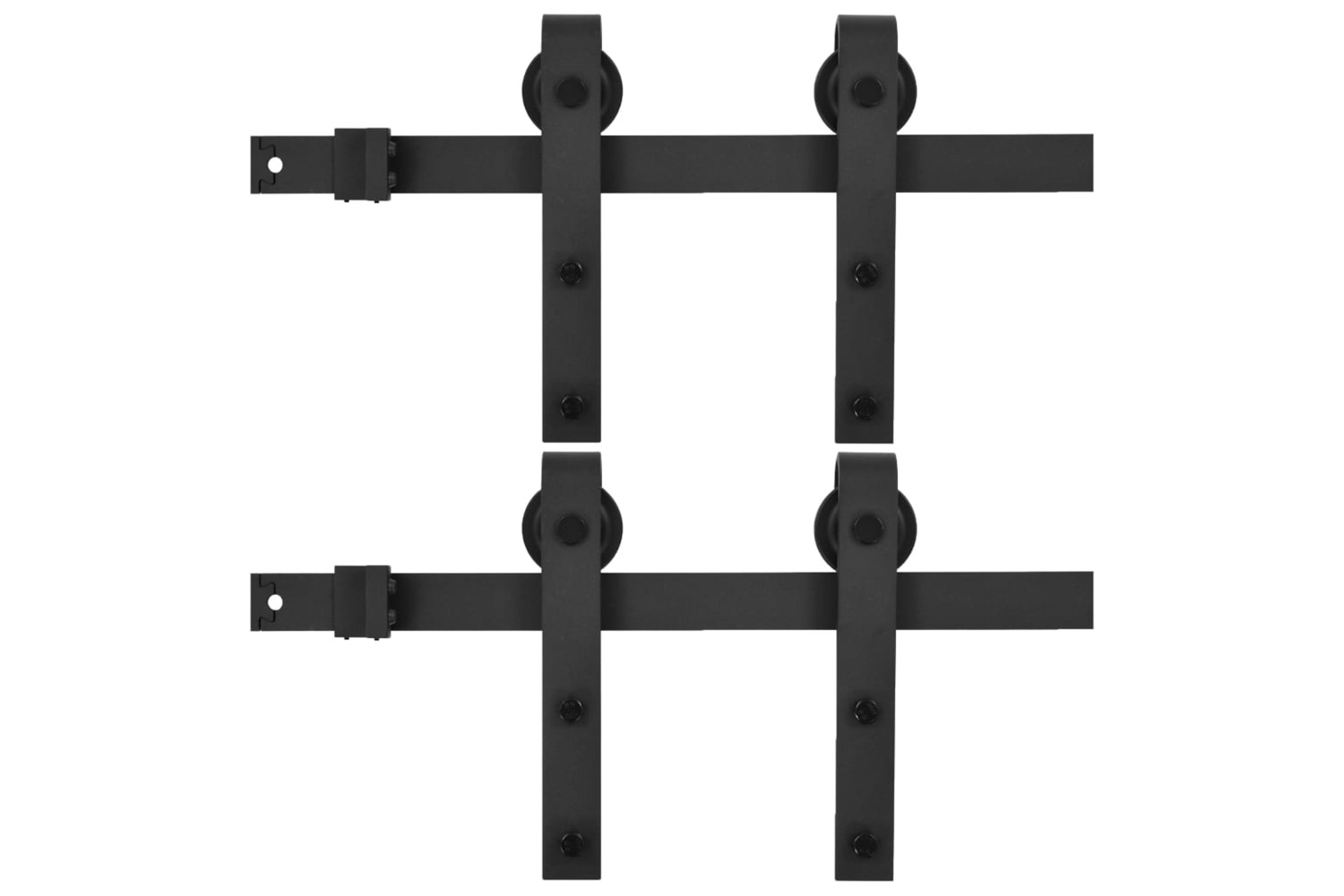 vidaXL Sliding Door Hardware Kits 2 Pcs 200cm Steel Black