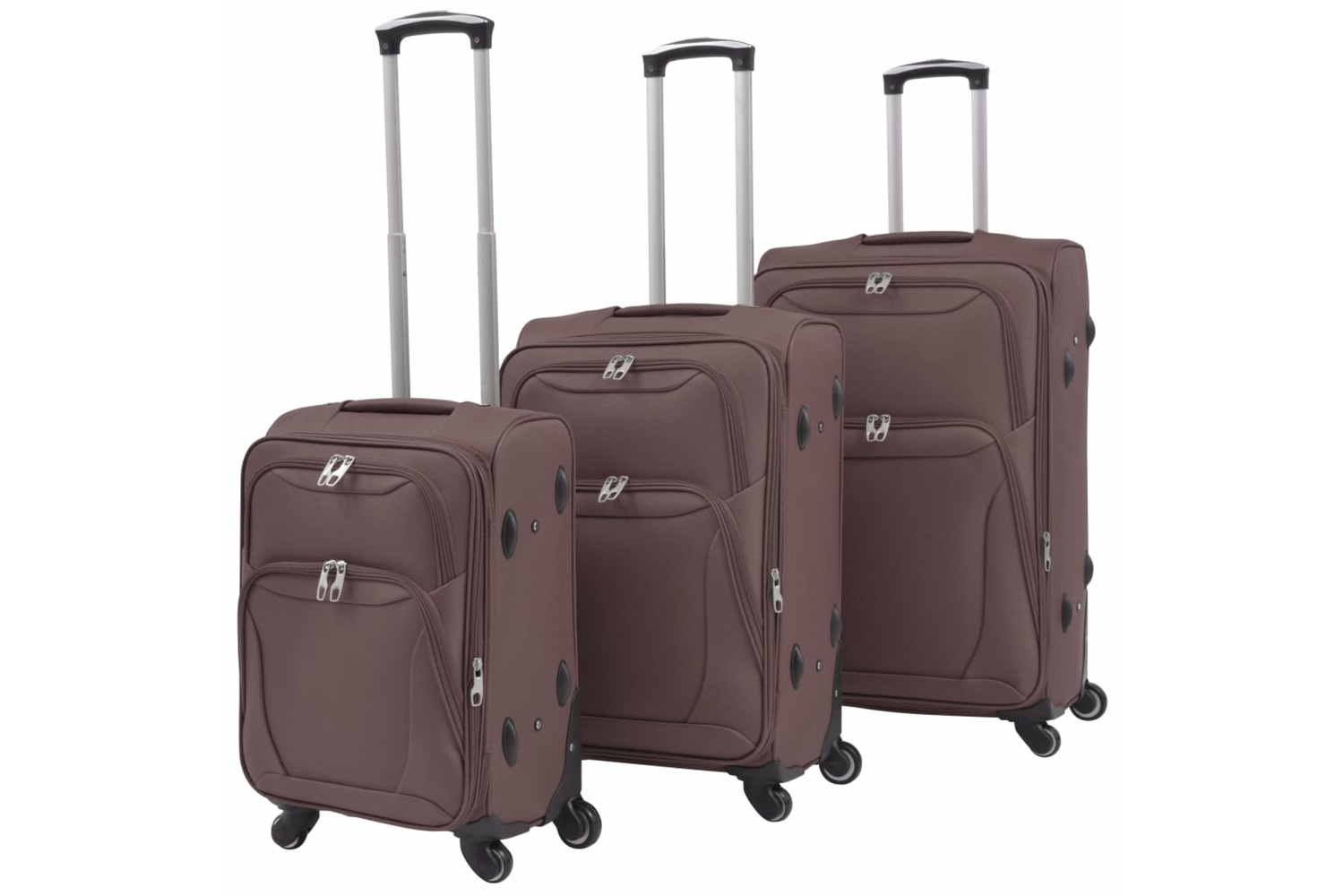 vidaXL 91318 3 Piece Soft Case Trolley Set Coffee