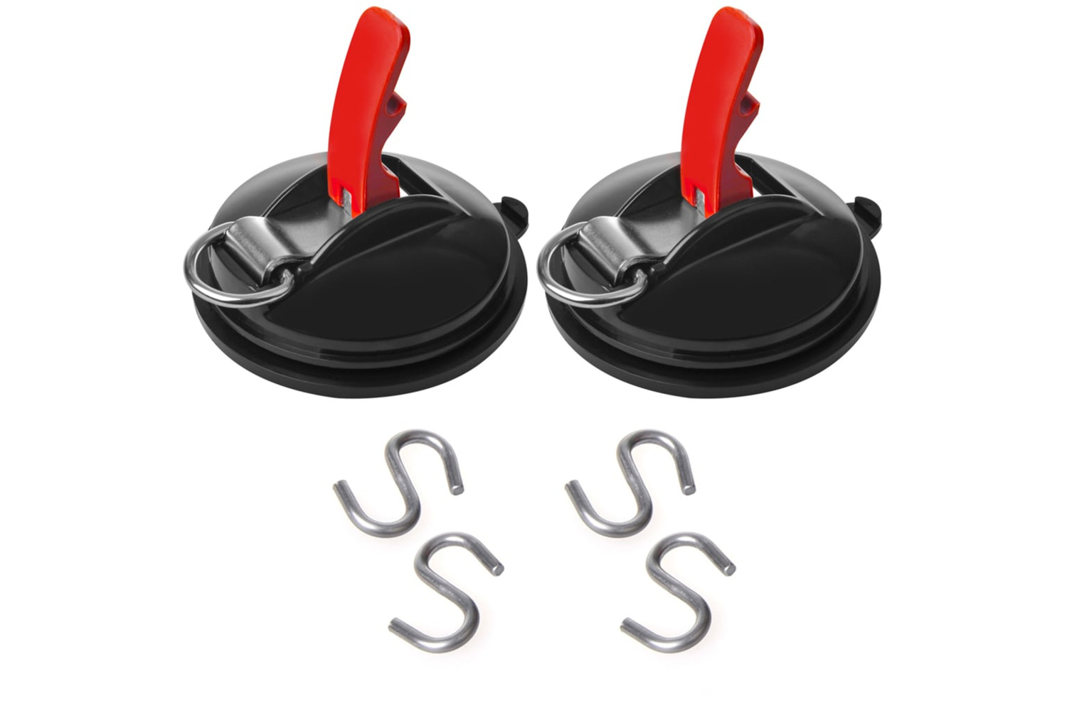 Proplus 276942 2 Pcs Suction Cup Fasteners With Rings And 4 S-hooks