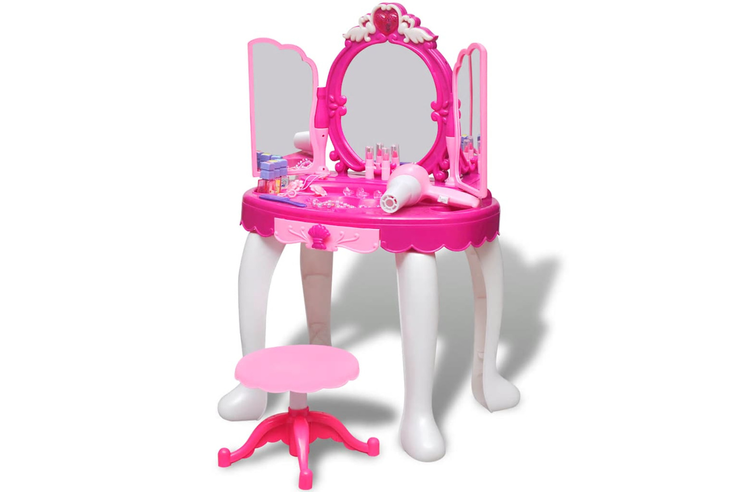 Vidaxl 3-mirror Kids' Playroom Standing Toy Vanity Table With Light/sound