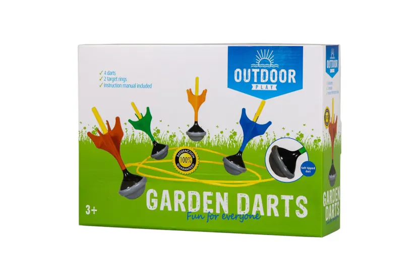 Jeu De Fléchettes Géantes Outdoorplay - 4 Fléchettes + 2 Anneaux - 23 Cm & 50 Cm - Pour Jardin/plage - Enfants 5 Ans Et +