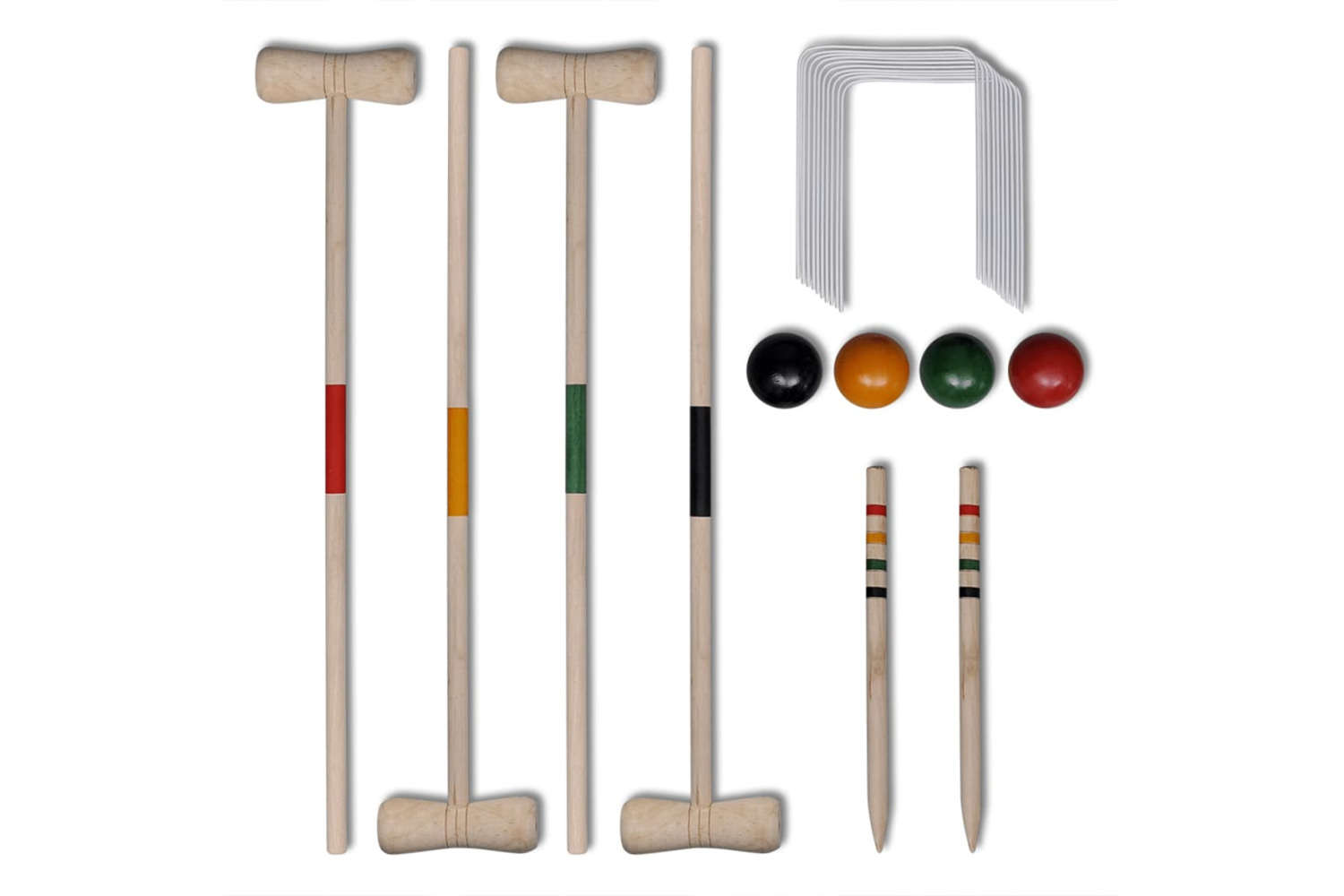 vidaXL 90687 4 Player Wooden Croquet Set