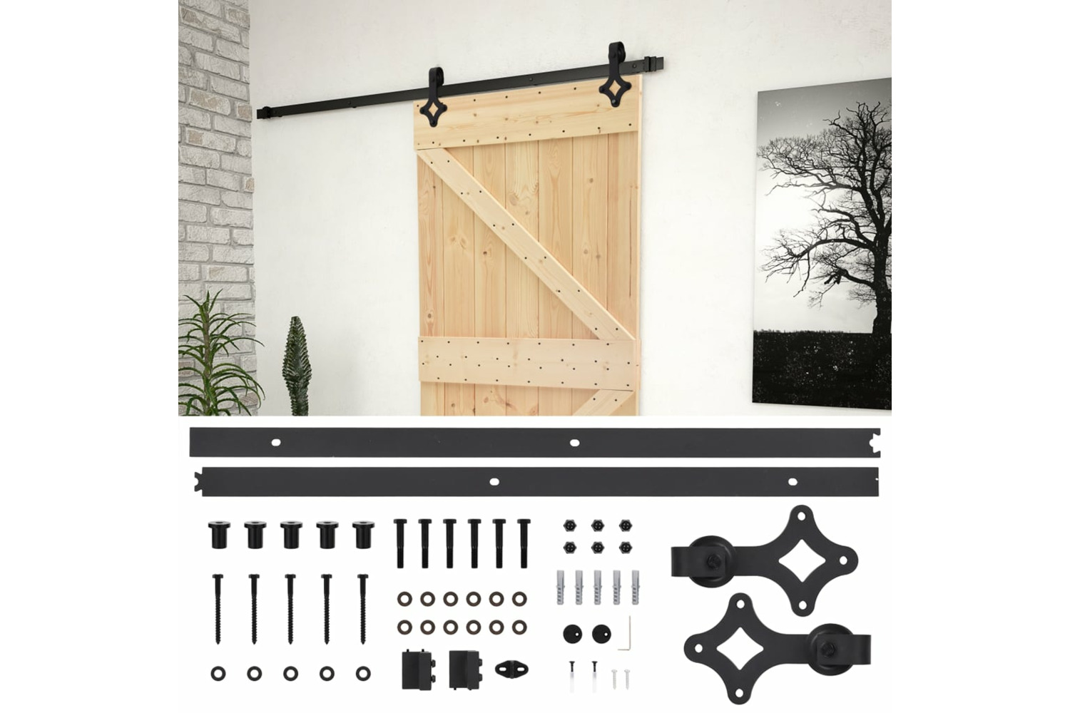 vidaXL 3057495 Sliding Door With Hardware Set 90x210cm Solid Pine Wood