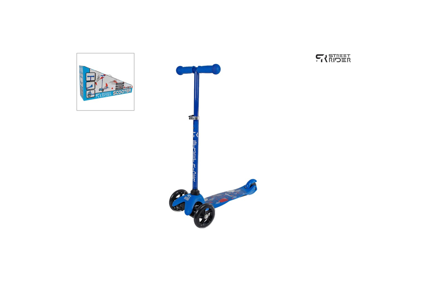 Street Rider 436460 3-wheel Scooter With Adjustable Handlebar Abec 7 Blue