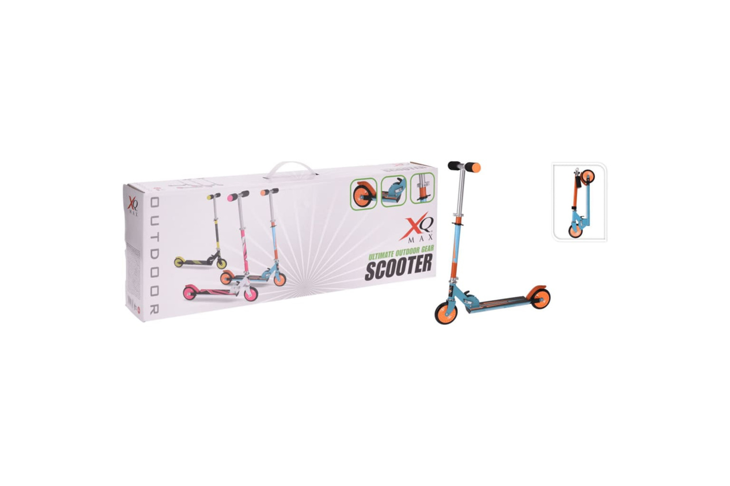 Xq Max Foldable Scooter With Foot Brake Blue And Orange