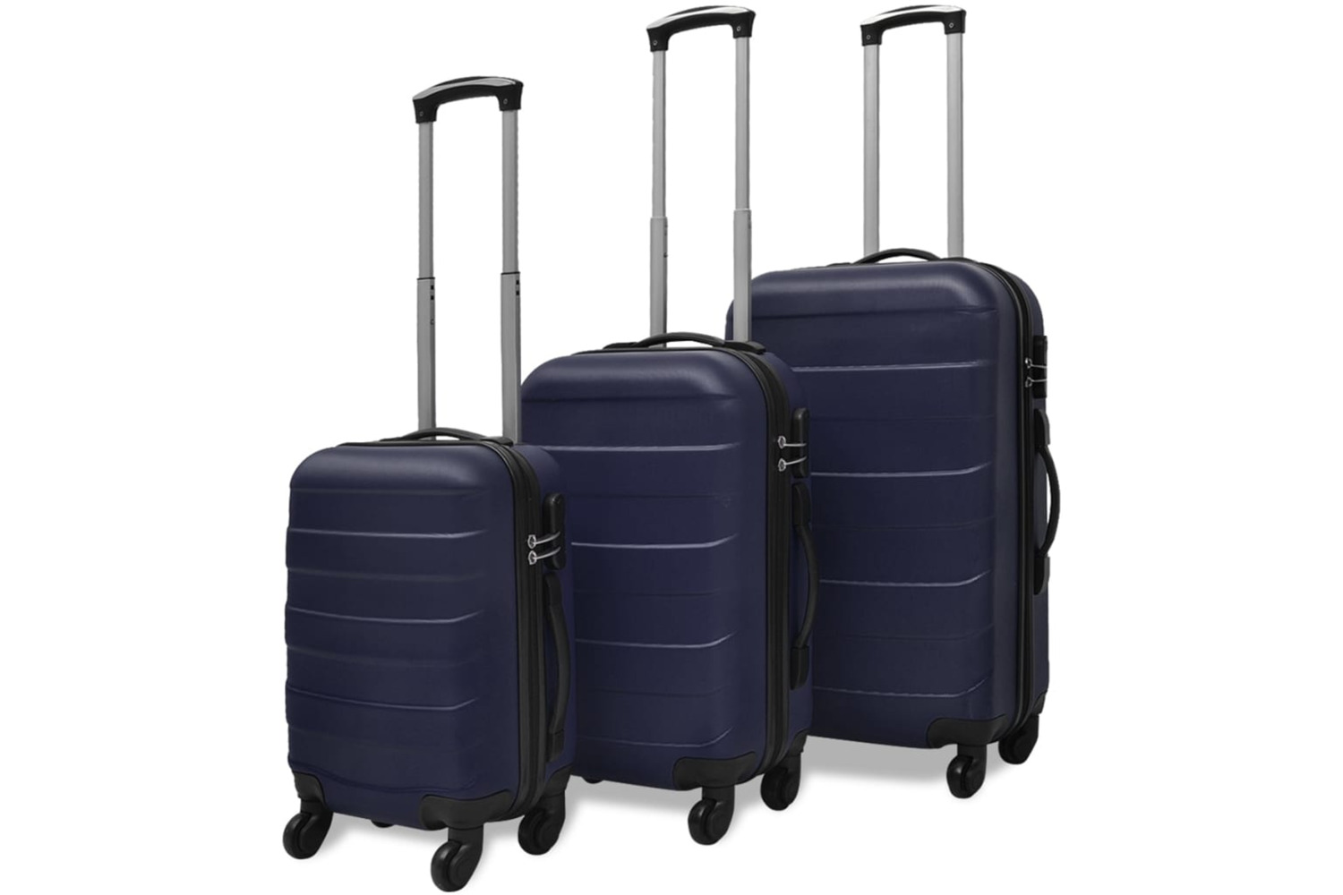 vidaXL Three Piece Hardcase Trolley Set Blue 45.5/55/66cm