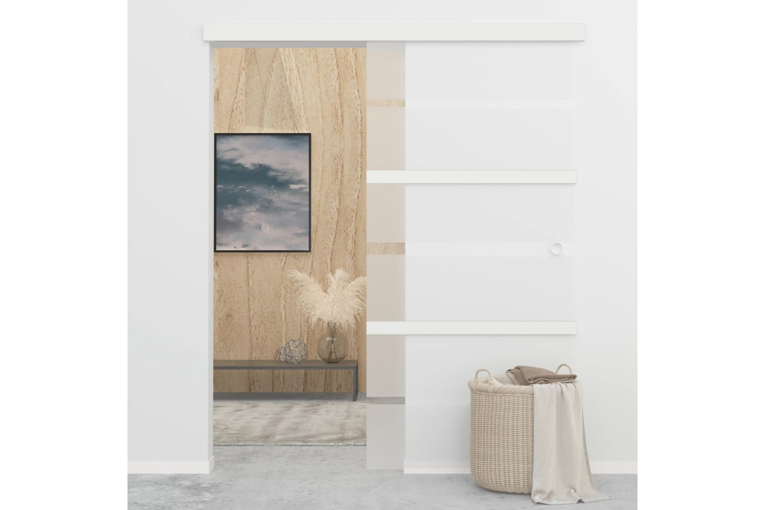 vidaXL 288063 Sliding Door With Soft Stops Esg Glass 102.5x205cm Silver