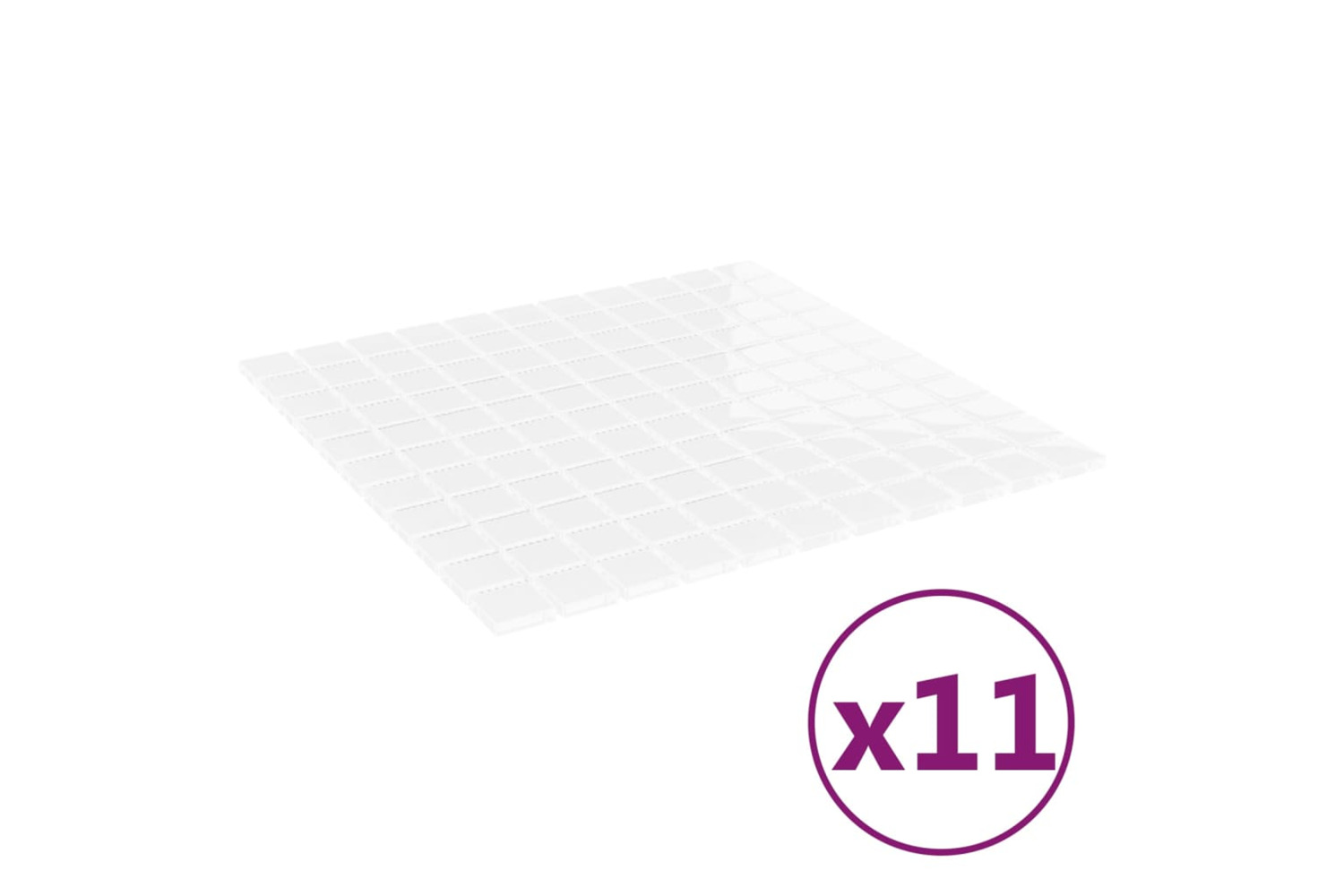 vidaXL 327311 Mosaic Tiles 11 Pcs White 30x30cm Glass