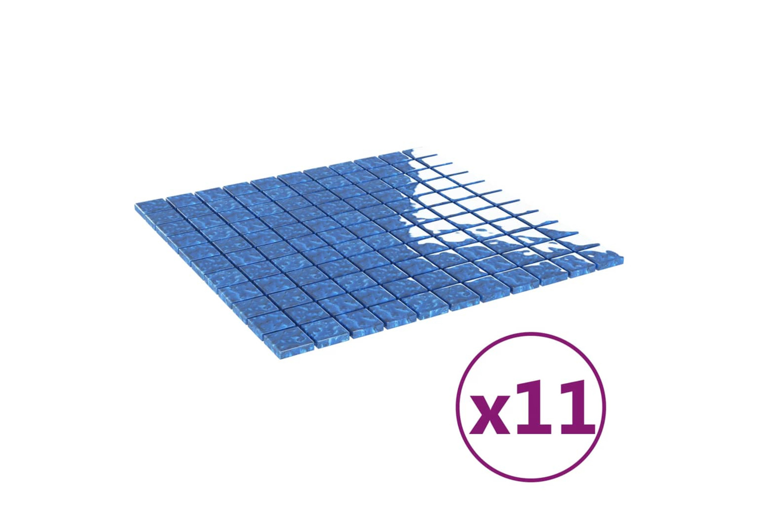 vidaXL 327307 Mosaic Tiles 11 Pcs Blue 30x30cm Glass