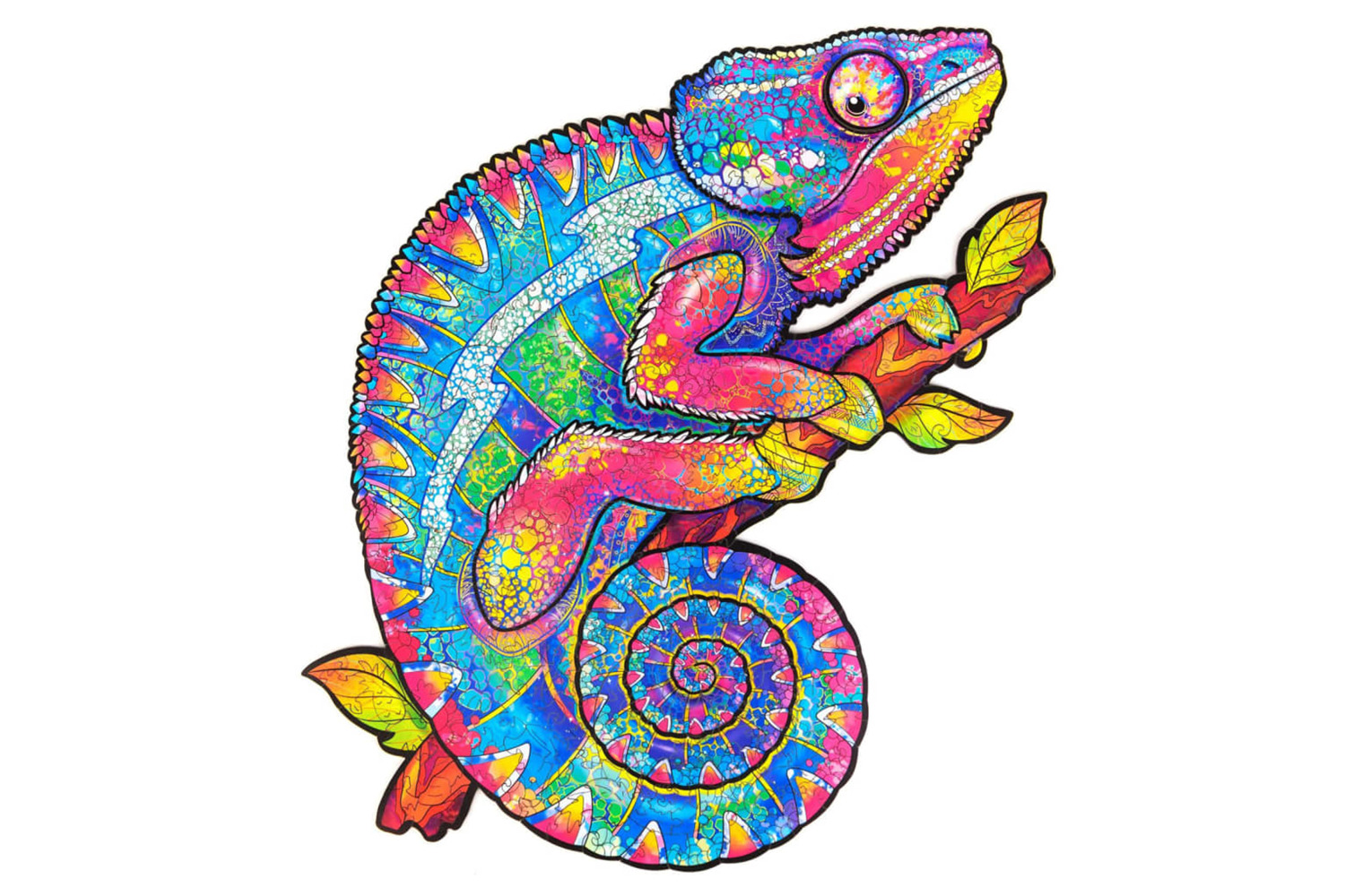 Unidragon 444676 314 Piece Wooden Jigsaw Puzzle Iridescent Chameleon King Size 31x41 Cm