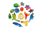 Unidragon 444695 193 Piece Wooden Jigsaw Puzzle Playful Parrots Medium 44x25 Cm