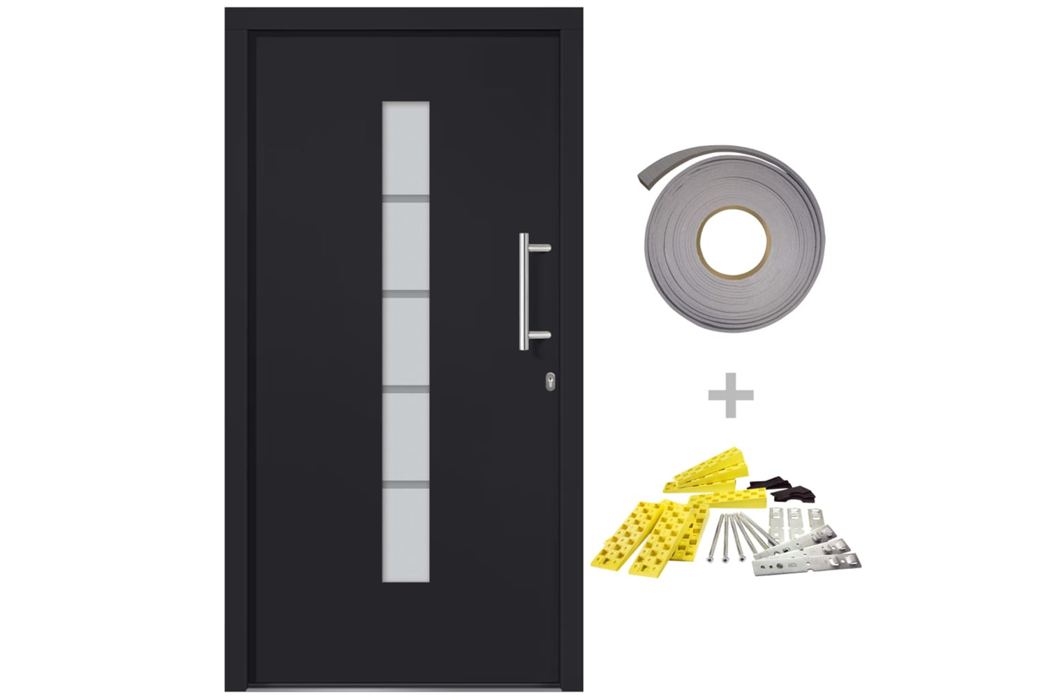 vidaXL 3056814 Front Door Aluminium And Pvc Anthracite 110x210cm