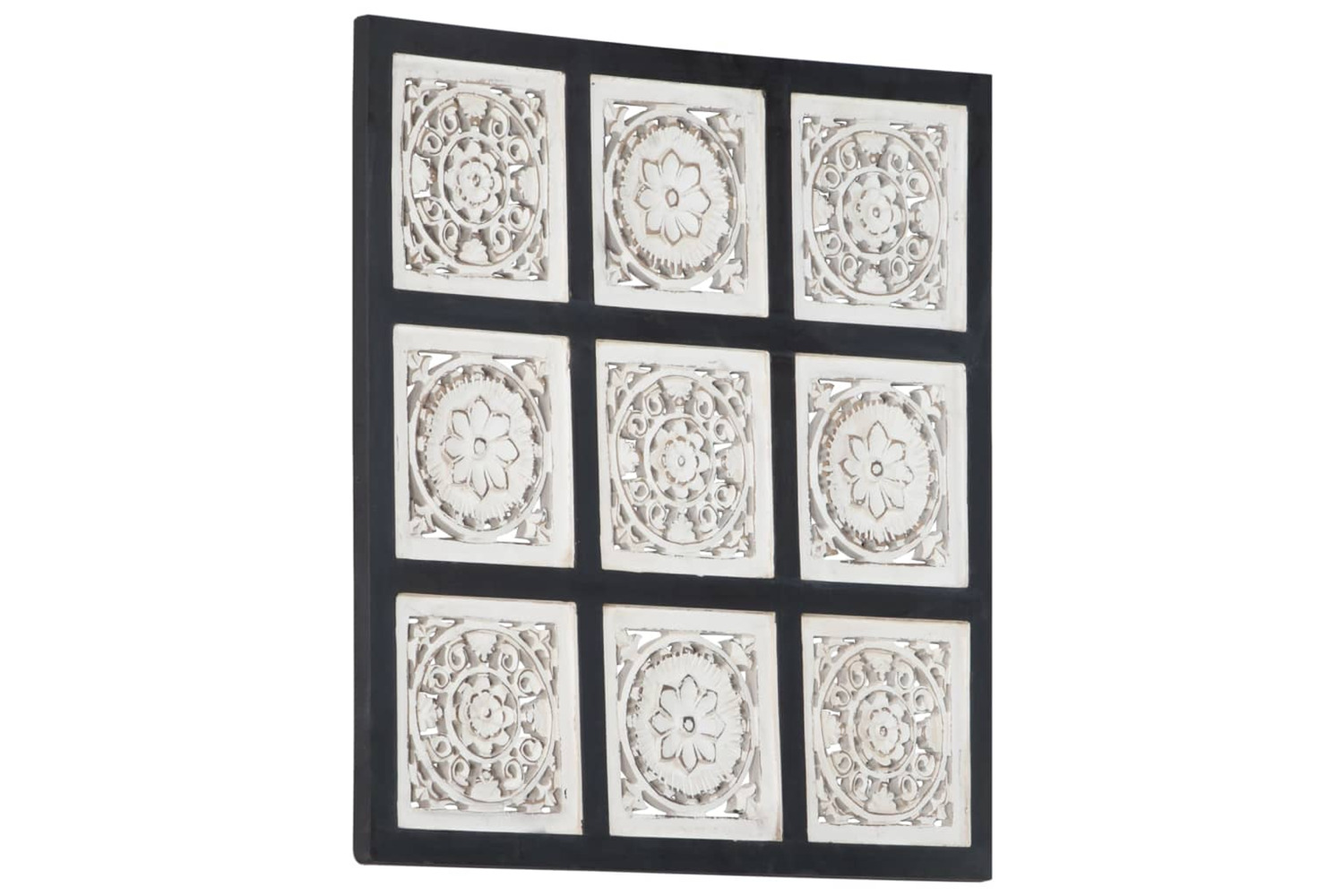 vidaXL 321657 Hand-carved Wall Panel Mdf 60x60x1.5cm Black And White