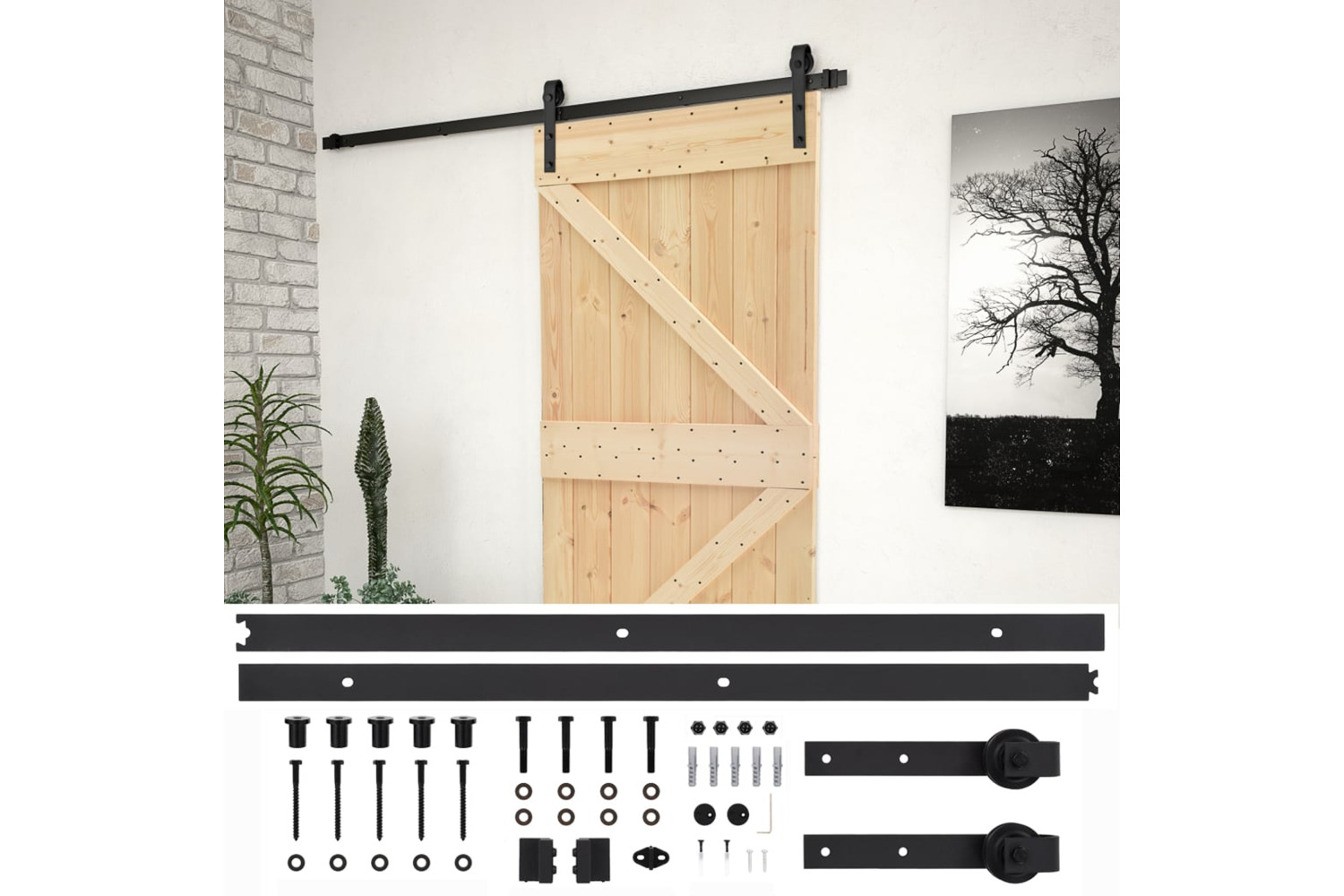 vidaXL 3057492 Sliding Door With Hardware Set 80x210cm Solid Pine Wood
