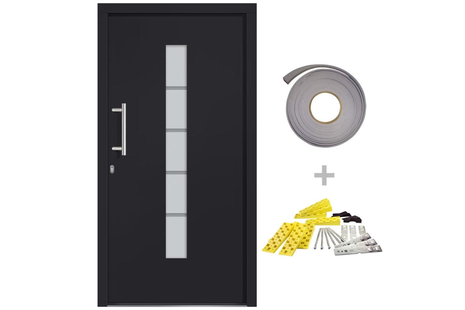 vidaXL 3056817 Front Door Aluminium And Pvc Anthracite 110x210cm