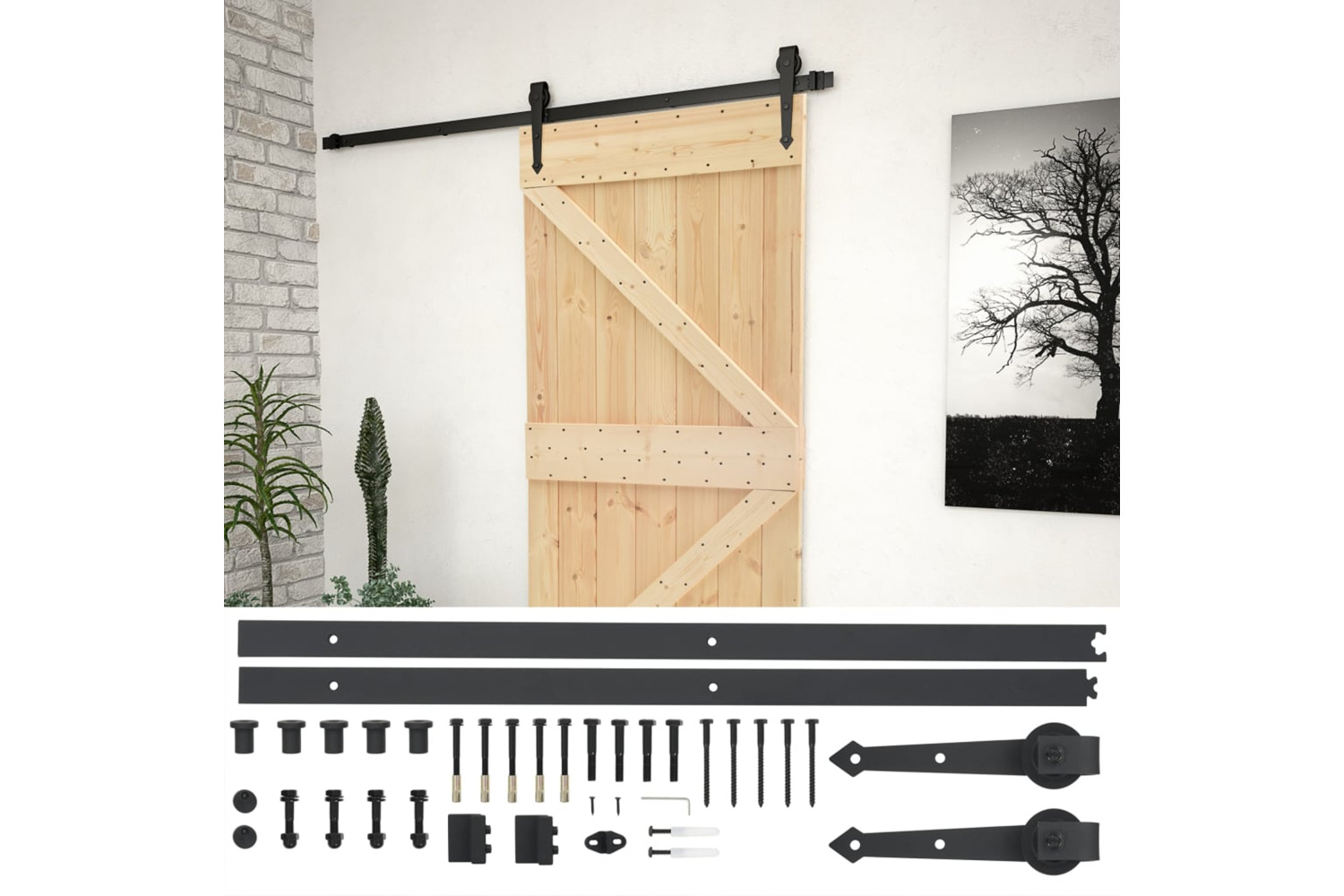 vidaXL 3057485 Sliding Door With Hardware Set 80x210cm Solid Pine Wood