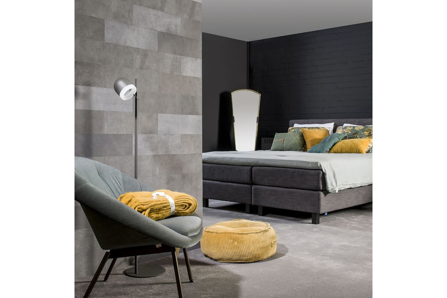 Wallart 440927 Leather Tiles Connaught Shady Grey 16 Pcs