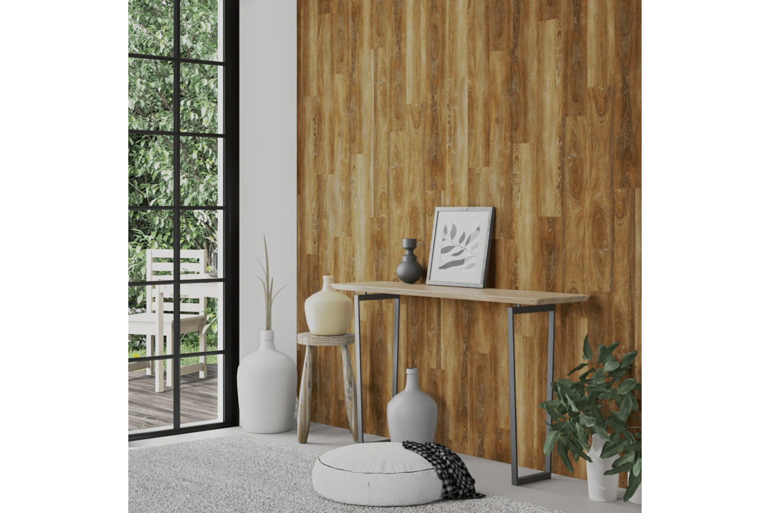 vidaXL 3189148 Wall Panels Wood Look Brown Pvc 4.12 m²