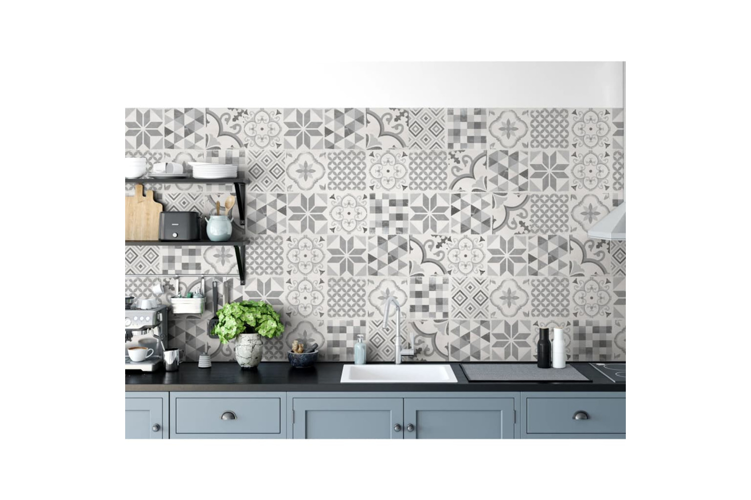 Grosfillex 441996 Wallcovering Tile Accent 9 Pcs 15.4x120 Cm Andaluz Grey