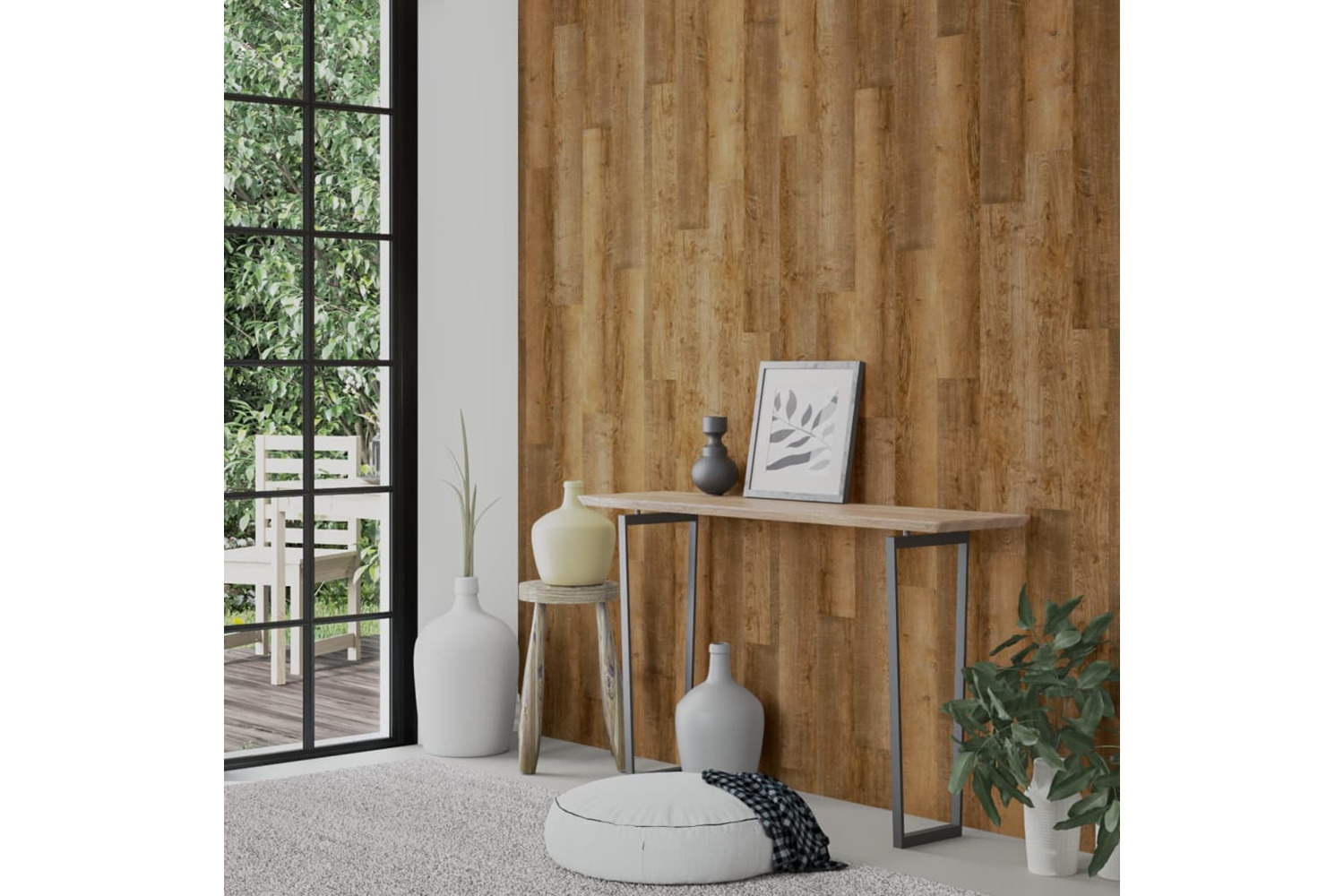 vidaXL 3189144 Wall Panels Wood Look Brown Pvc 4.12 m²