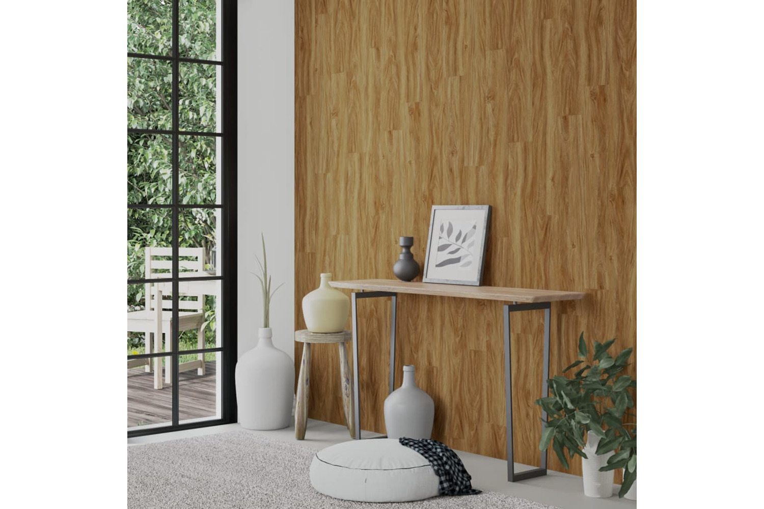 vidaXL 3189145 Wall Panels Wood Look Brown Pvc 4.12 m²