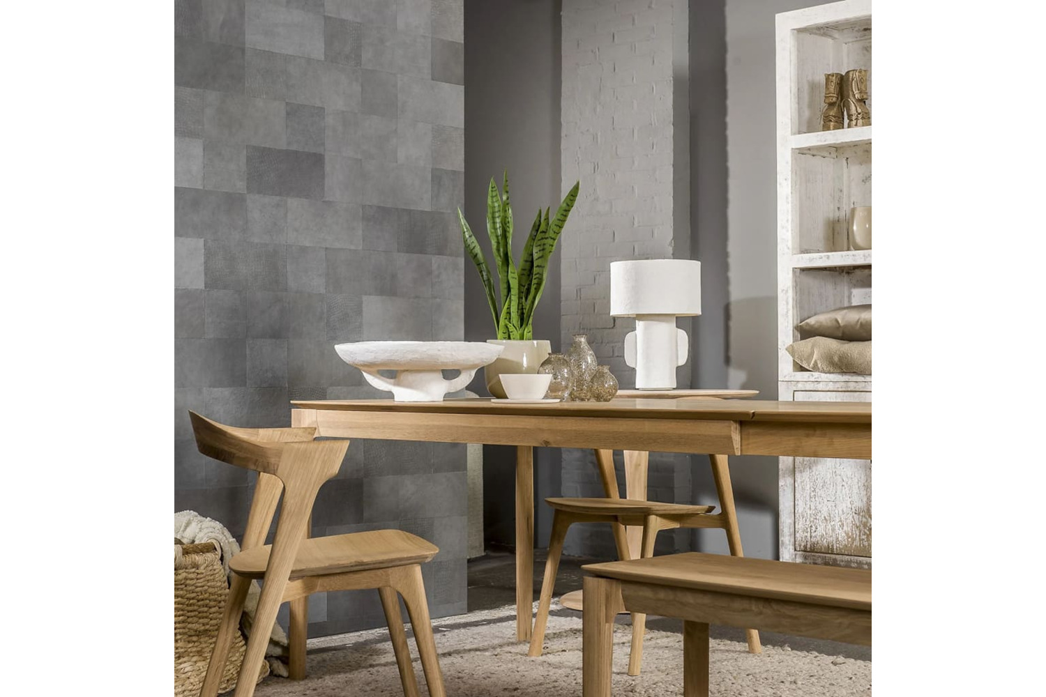 Wallart 440937 Leather Tiles Jordan Bluish Grey 32 Pcs