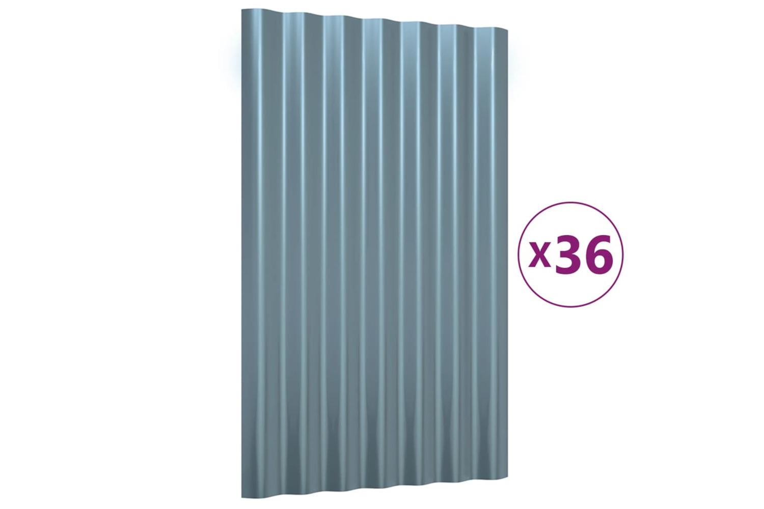 vidaXL 319129 Roof Panels 36 Pcs Powder-coated Steel Grey 60x36cm