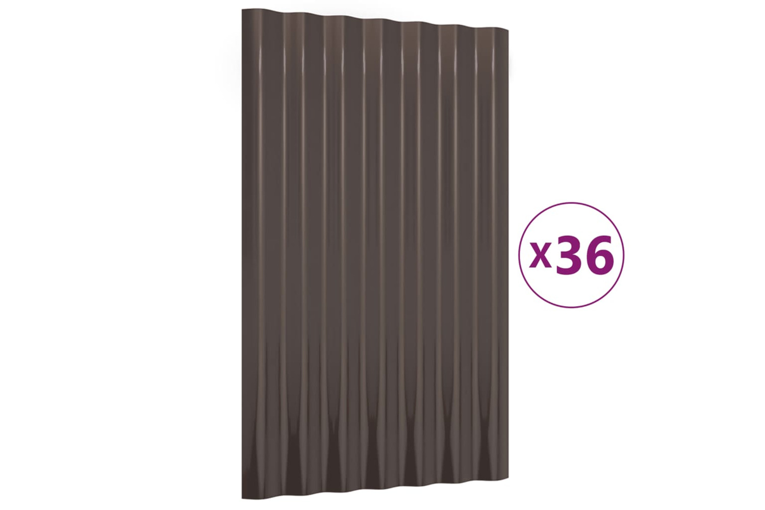 vidaXL 319130 Roof Panels 36 Pcs Powder-coated Steel Brown 60x36cm