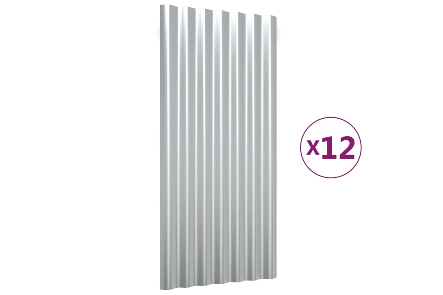 vidaXL 319137 Roof Panels 12 Pcs Powder-coated Steel Silver 80x36cm