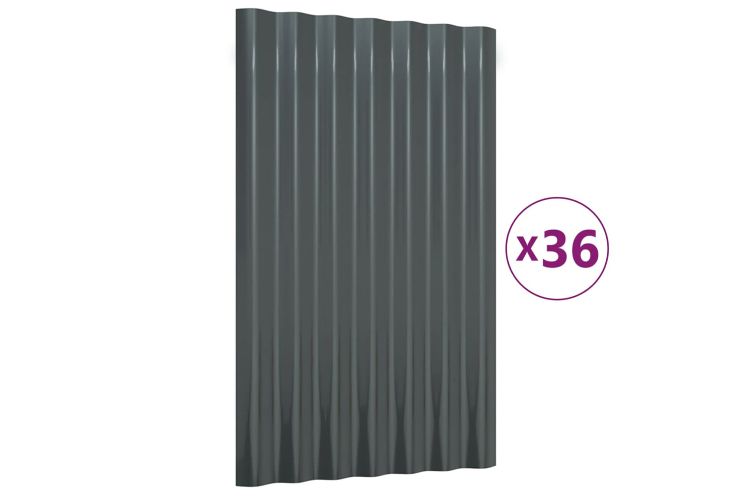 vidaXL 319131 Roof Panels 36 Pcs Powder-coated Steel Anthracite 60x36cm