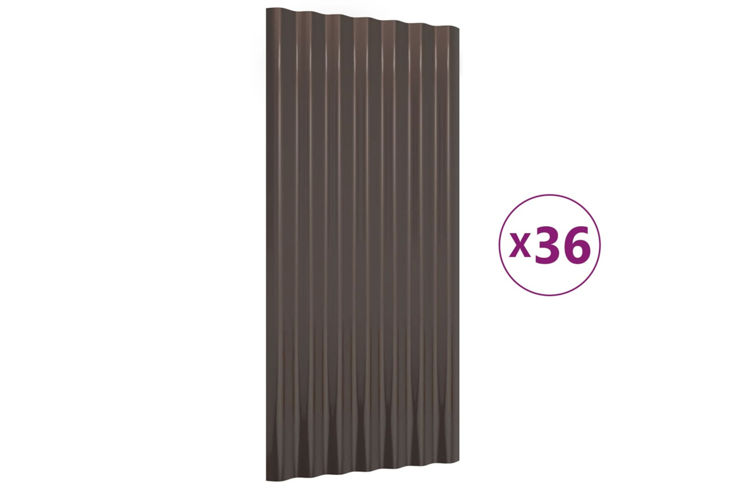 vidaXL 319140 Roof Panels 36 Pcs Powder-coated Steel Brown 80x36cm