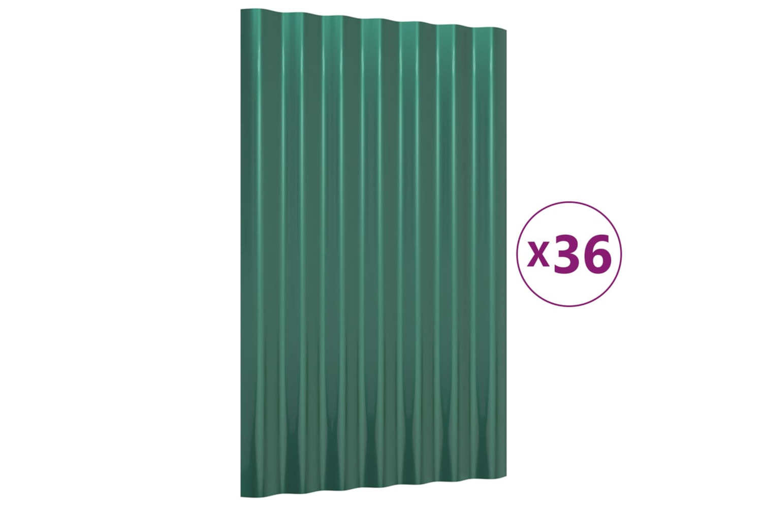 vidaXL 319128 Roof Panels 36 Pcs Powder-coated Steel Green 60x36cm