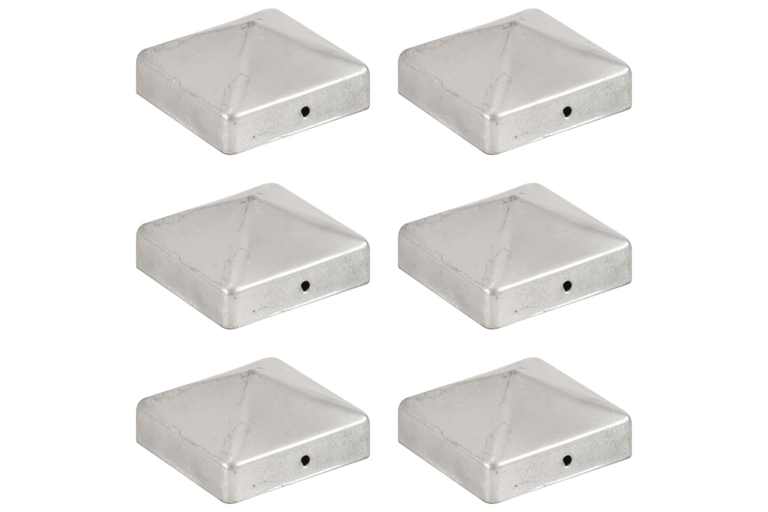 vidaXL 145489 Pyramid Fence Post Caps 6 Pcs Galvanised Metal 71x71mm