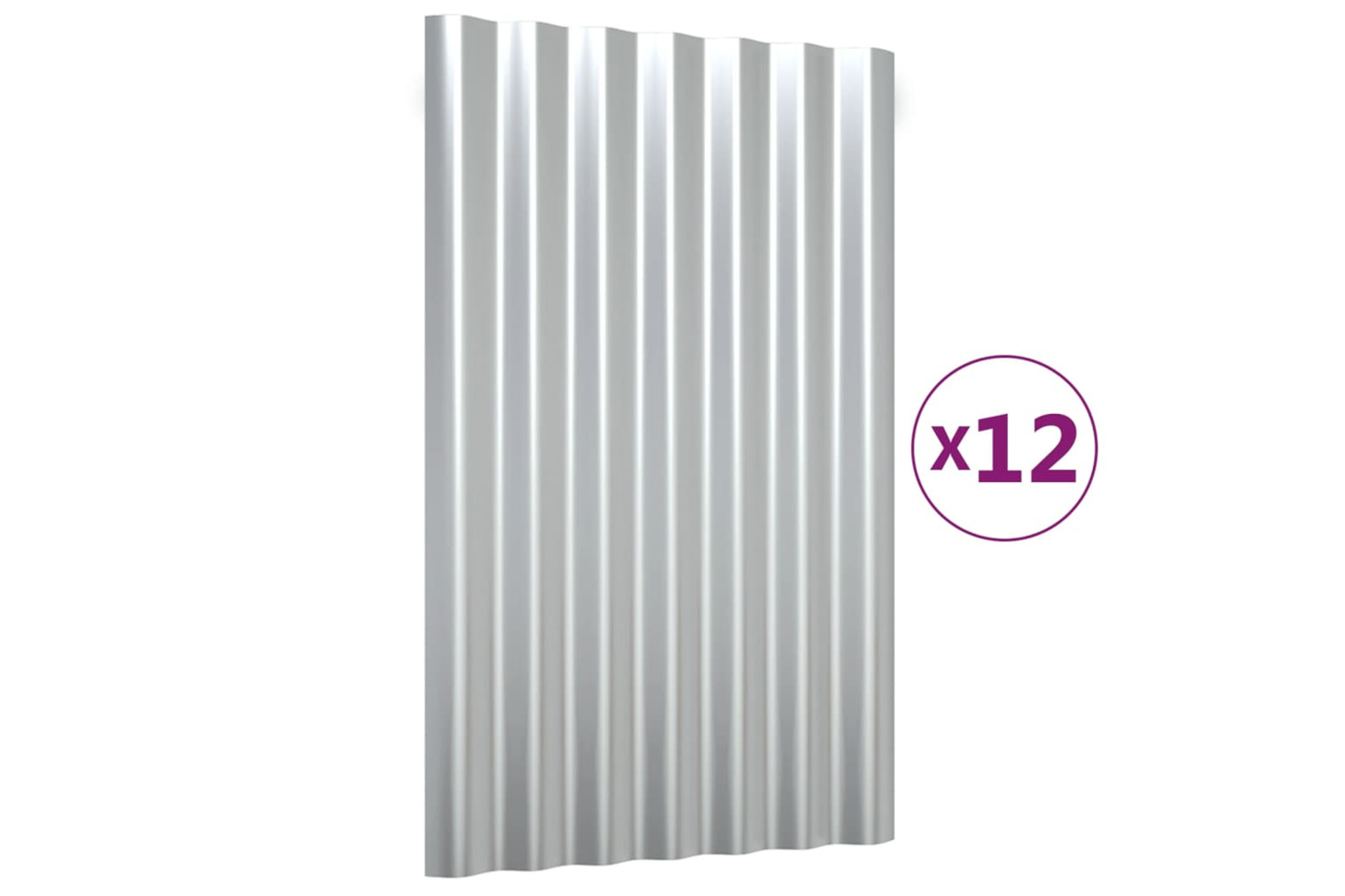 vidaXL 319127 Roof Panels 12 Pcs Powder-coated Steel Silver 60x36cm