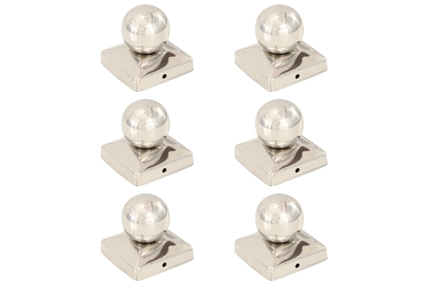 vidaXL 145494 Post Caps 6 Pcs Globe Final Stainless Steel 81x81mm