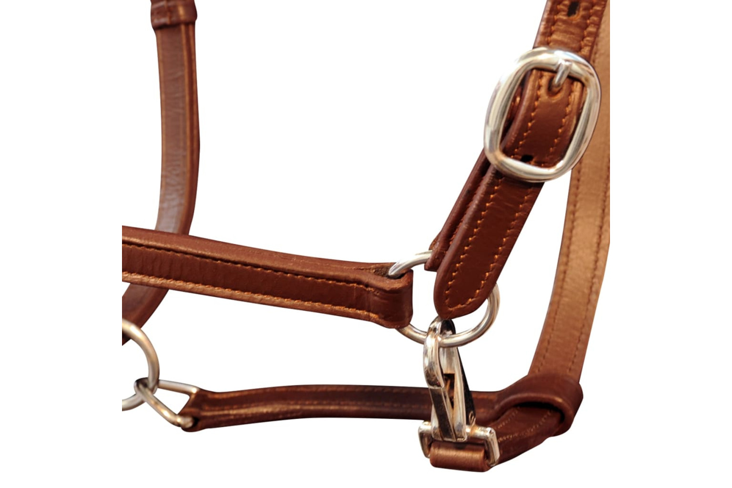 vidaXL 90888 Real Leather Headcollar Stable Halter Adjustable Brown Full