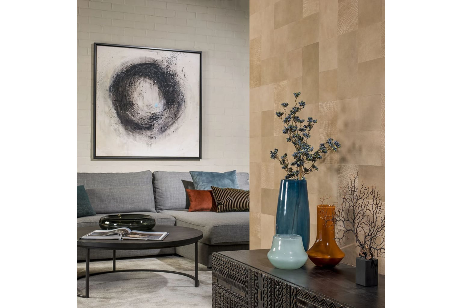 Wallart 440928 Leather Tiles Borret Sandy Beige 32 Pcs