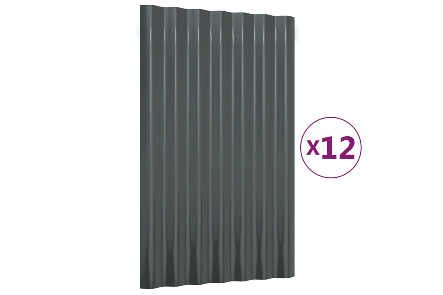 vidaXL 319126 Roof Panels 12 Pcs Powder-coated Steel Anthracite 60x36cm
