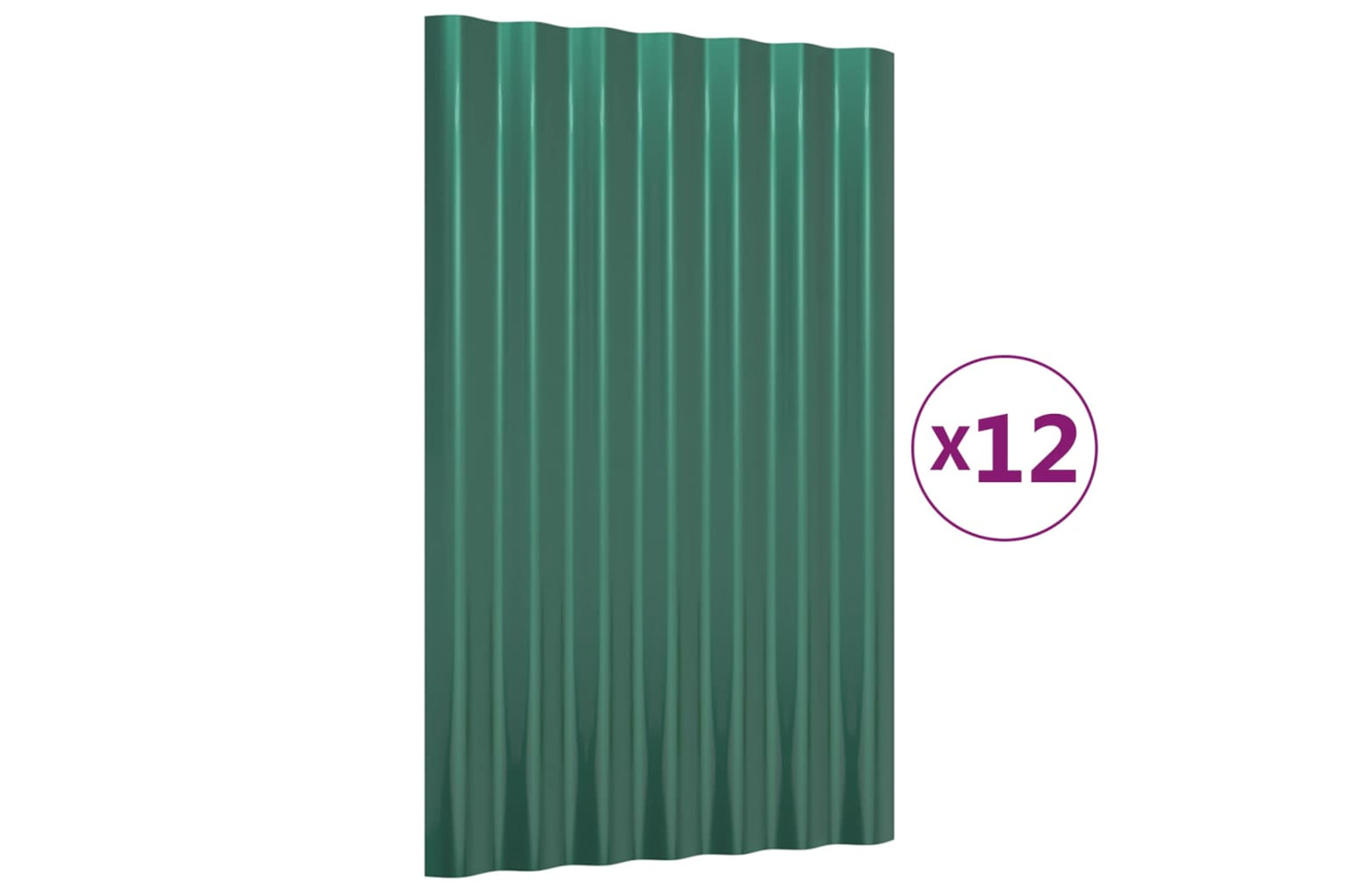 vidaXL 319123 Roof Panels 12 Pcs Powder-coated Steel Green 60x36cm