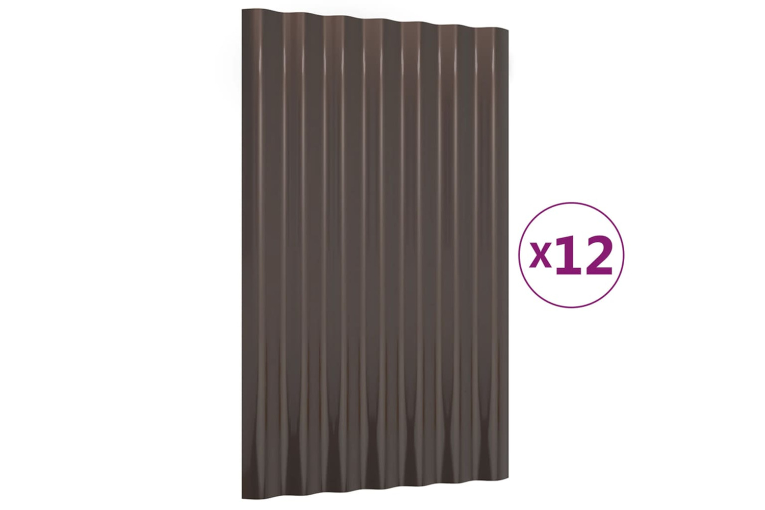 vidaXL 319125 Roof Panels 12 Pcs Powder-coated Steel Brown 60x36cm