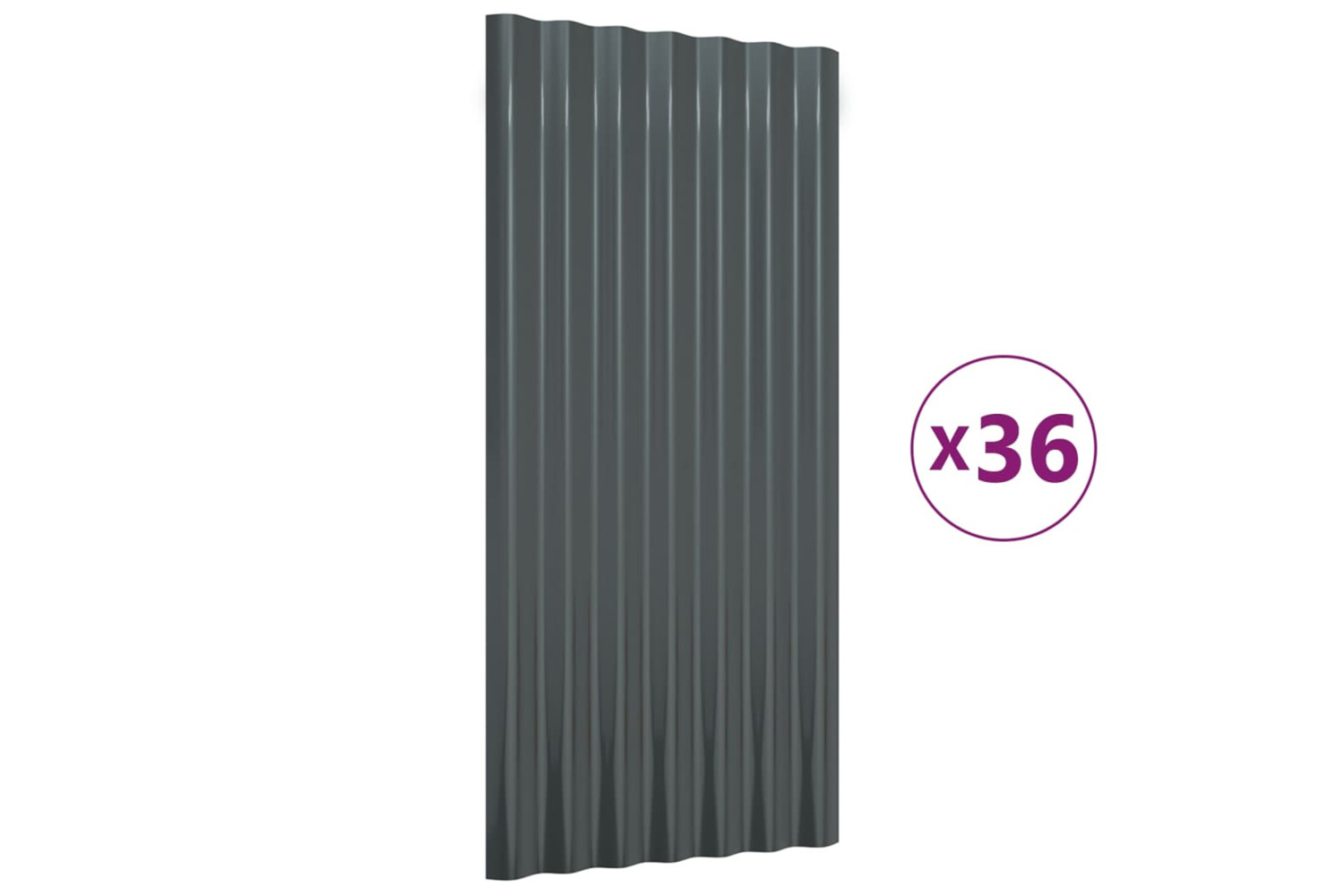 vidaXL 319141 Roof Panels 36 Pcs Powder-coated Steel Anthracite 80x36cm