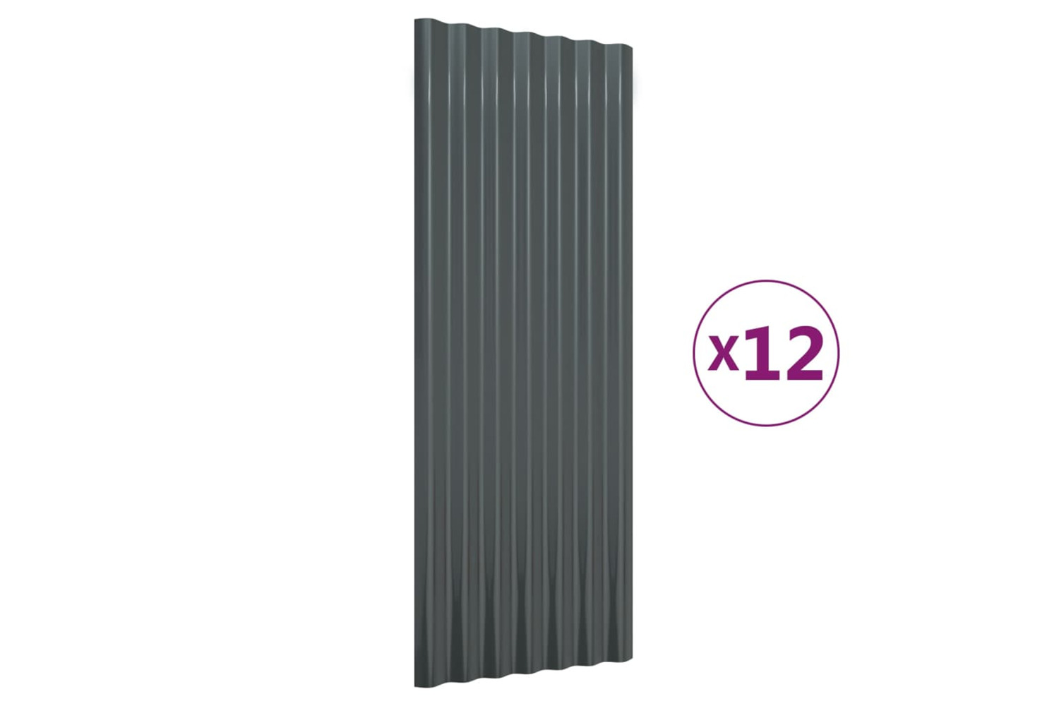 vidaXL 319145 Roof Panels 12 Pcs Powder-coated Steel Anthracite 100x36cm
