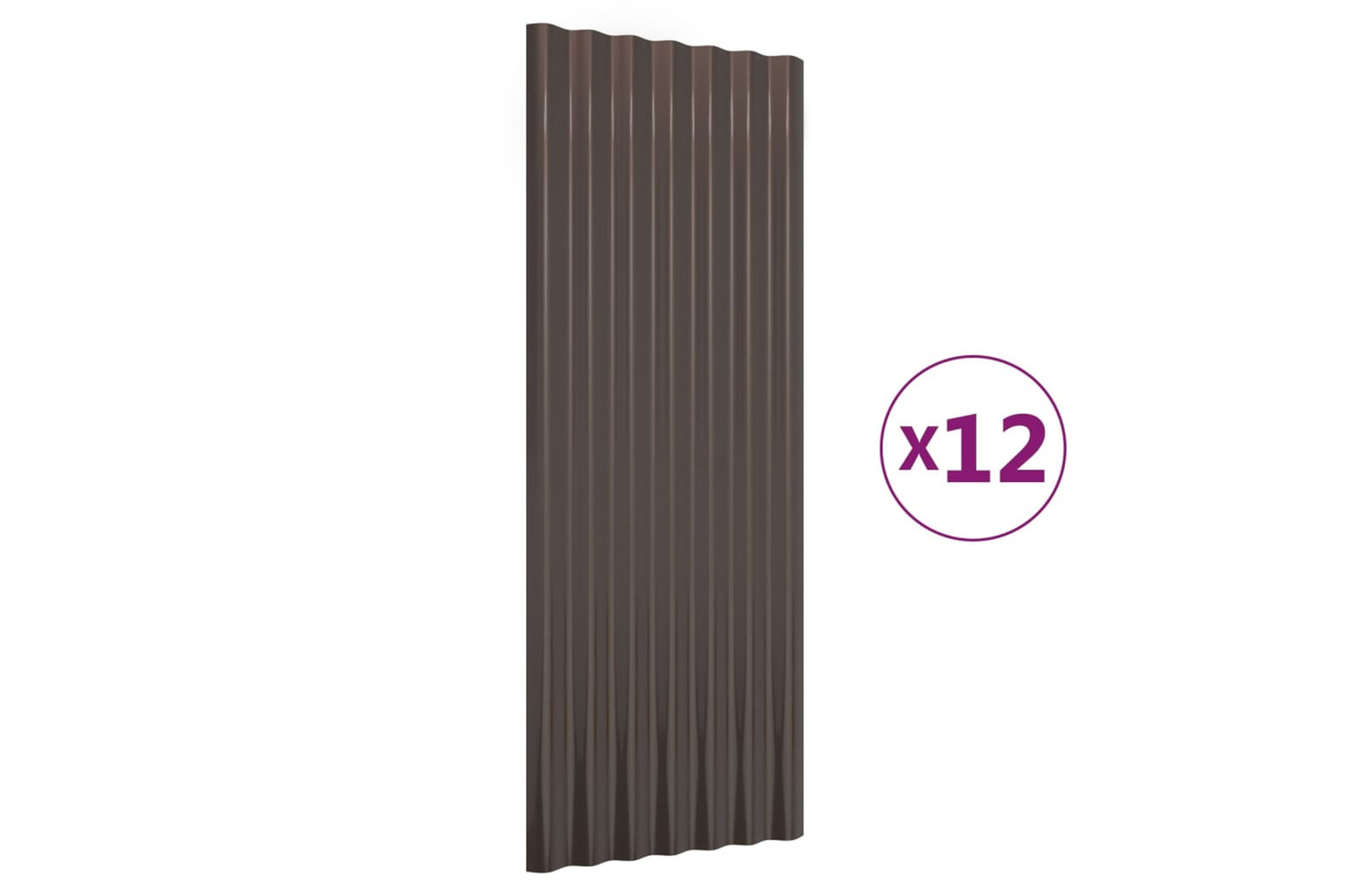 vidaXL 319144 Roof Panels 12 Pcs Powder-coated Steel Brown 100x36cm