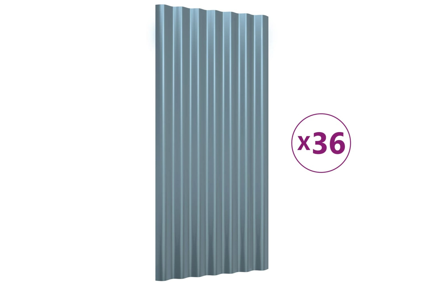vidaXL 319139 Roof Panels 36 Pcs Powder-coated Steel Grey 80x36cm