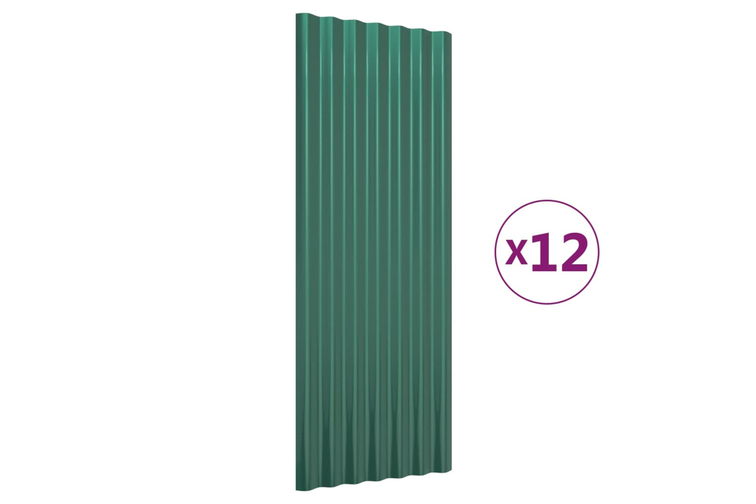 vidaXL 319142 Roof Panels 12 Pcs Powder-coated Steel Green 100x36cm