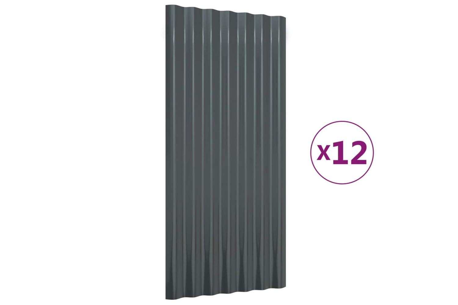 vidaXL 319136 Roof Panels 12 Pcs Powder-coated Steel Anthracite 80x36cm