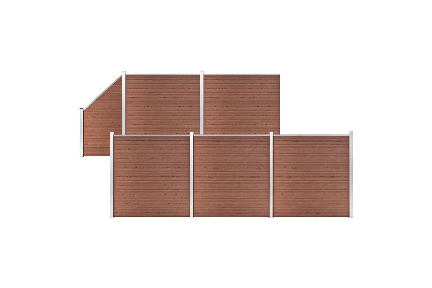vidaXL 3053219 Wpc Fence Set 5 Square + 1 Slanted 965x186cm Brown