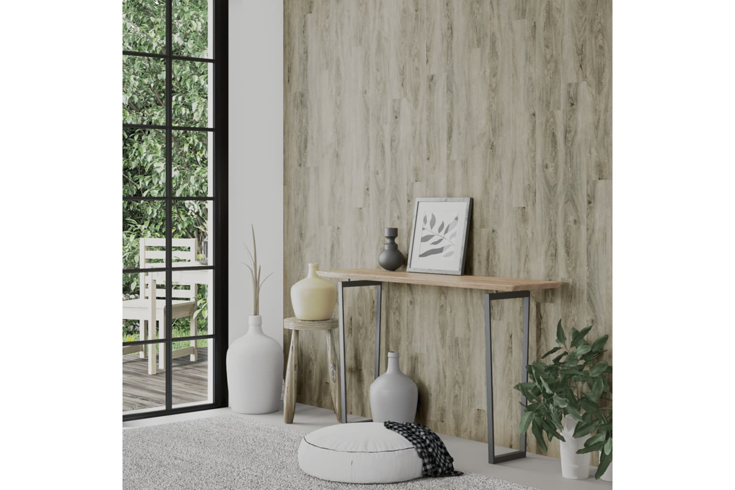 vidaXL 3189147 Wall Panels Wood Look Grey Pvc 4.12 m²