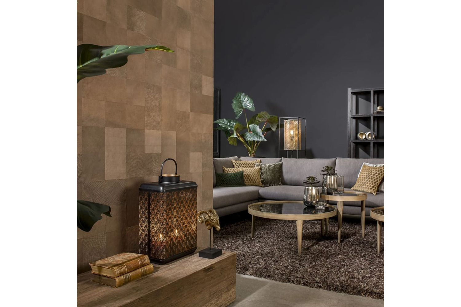 Wallart 440931 Leather Tiles Wyndham Rugged Brown 32 Pcs